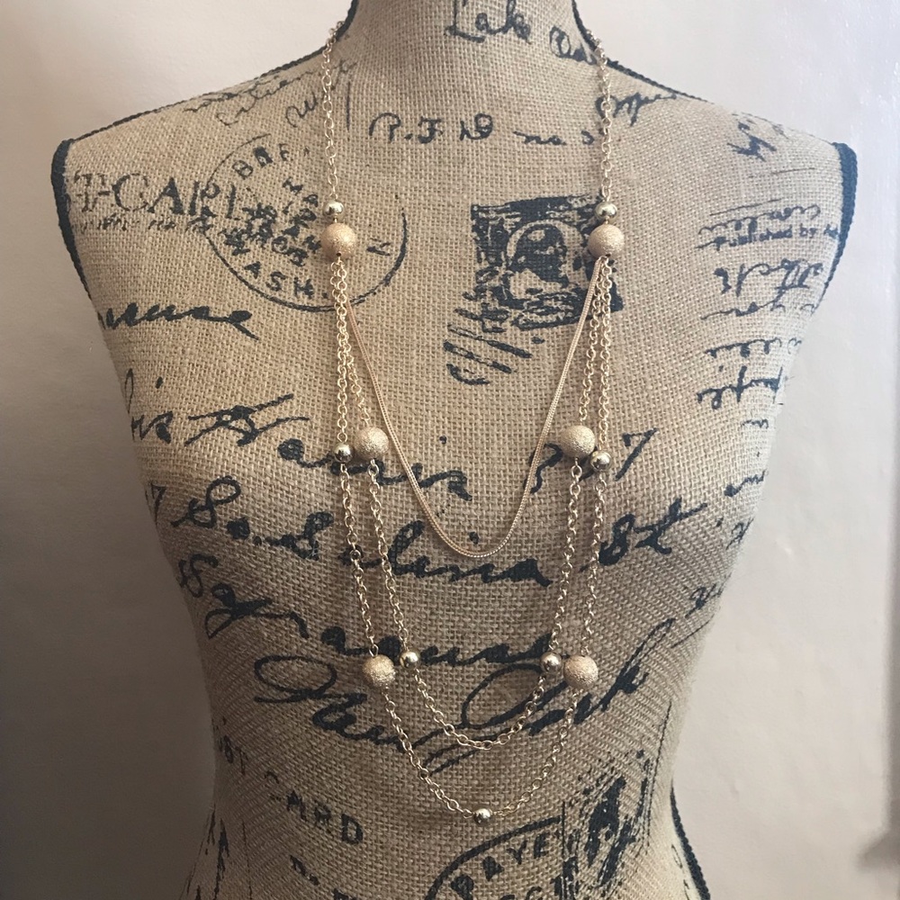 New York & Company Gold Multi-Layered Necklace